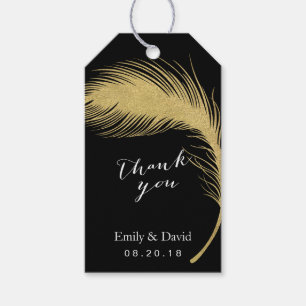 Etiqueta Para Presente Pena Dourado moderna do pavão do Tag   do favor d