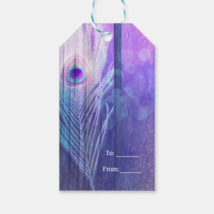 Etiqueta Para Presente Penacho de Pavão Roxo Glam Boho Chic Lembrancinha