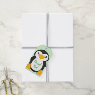 Etiqueta Para Presente Penguin Chá de fraldas Green