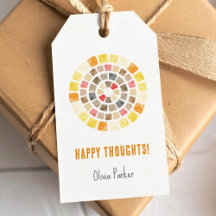 Pensamentos felizes com círculo de aquarela