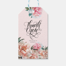 Etiqueta Para Presente Peonias Cor-de-Água-Esbranquiçada Rosa Muito Obrig