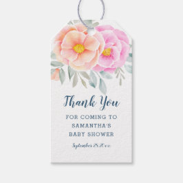 Etiqueta Para Presente Peônias de aquarela Rosas cor-de-rosa Floral Obrig