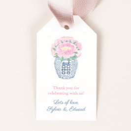 Etiqueta Para Presente Peônias de aquarelas no Chá de panela de gengibre