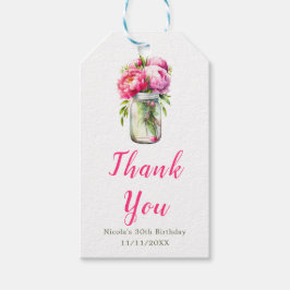 Etiqueta Para Presente Pêonias Rosa Mason Jar Birthday