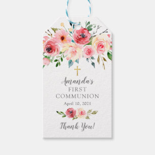 Etiqueta Para Presente Peonies Rosa Floral 1ª Comunhão Favor da marca d