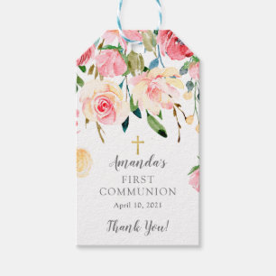 Etiqueta Para Presente Peonies Rosa Floral 1ª Comunhão Favor da marca d