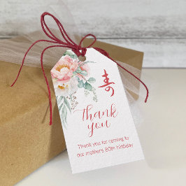 Etiqueta Para Presente Peony Chinês "Longevidade" Brincadeira de Aniversá