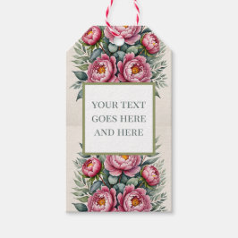 Etiqueta Para Presente péony cor-de-rosa-d'água flores eucalyptus Gift Ta