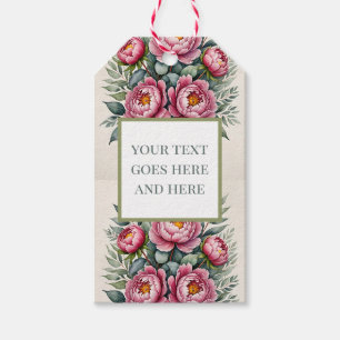 Etiqueta Para Presente péony cor-de-rosa-d'água flores eucalyptus Gift Ta