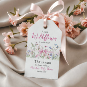 Etiqueta Para Presente Pequena Flor Silvestre Flor Menina Laço Rosa Chuve