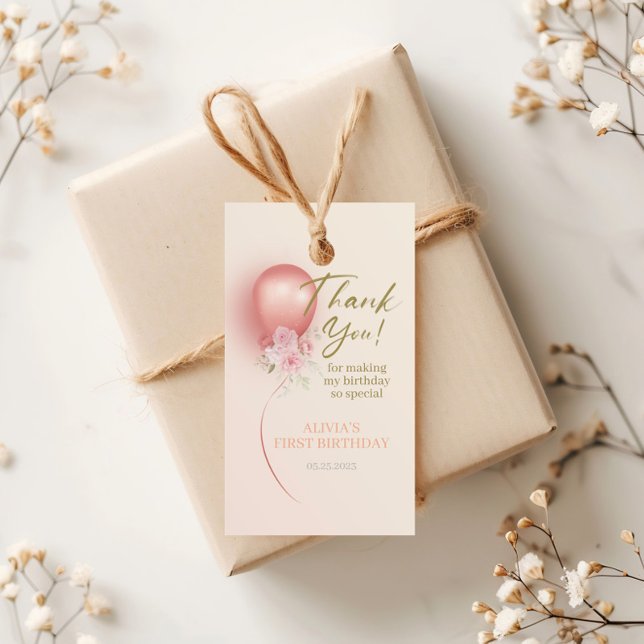 Etiqueta Para Presente Pequena Miss Um Balão Rosa Maravilhoso Aniversário (Criador carregado)