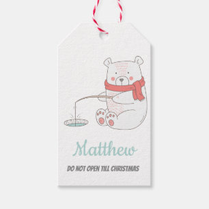 Etiqueta Para Presente Pequeno Belo Urso Polar De Inverno