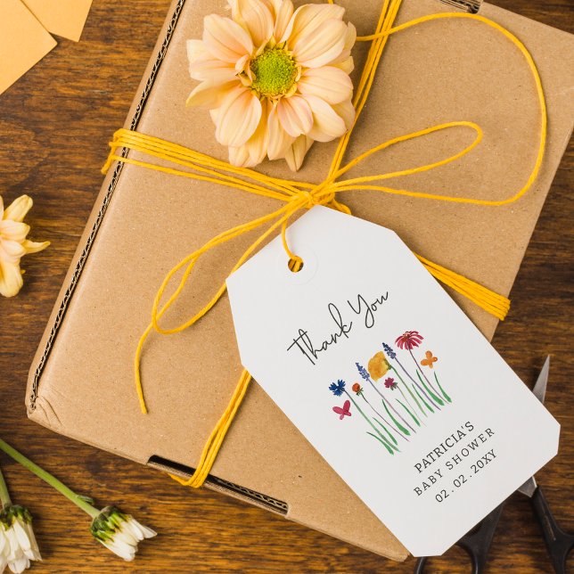 Etiqueta Para Presente Pequeno Chá de fraldas Bonito de Bebê (Little Wildflower Pretty Baby Girl Baby Shower Gift Tags)