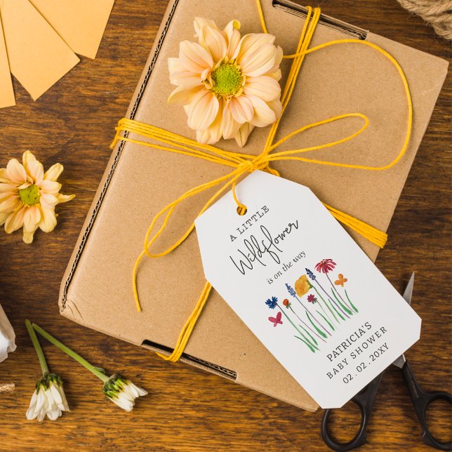 Etiqueta Para Presente Pequeno Chá de fraldas Bonito de Bebê (Little Wildflower Pretty Baby Girl Baby Shower Gift Tags)