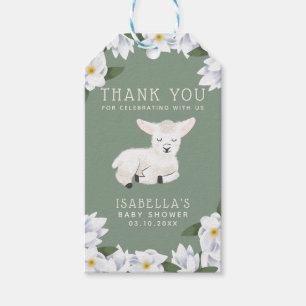 Etiqueta Para Presente Pequeno Chá de fraldas De Lamb Floral Obrigado A 