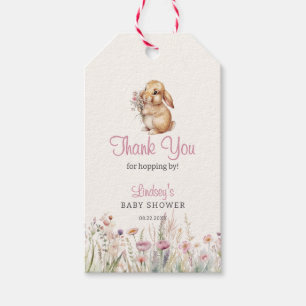 Etiqueta Para Presente Pequeno Coelho Pastel Floral Obrigado