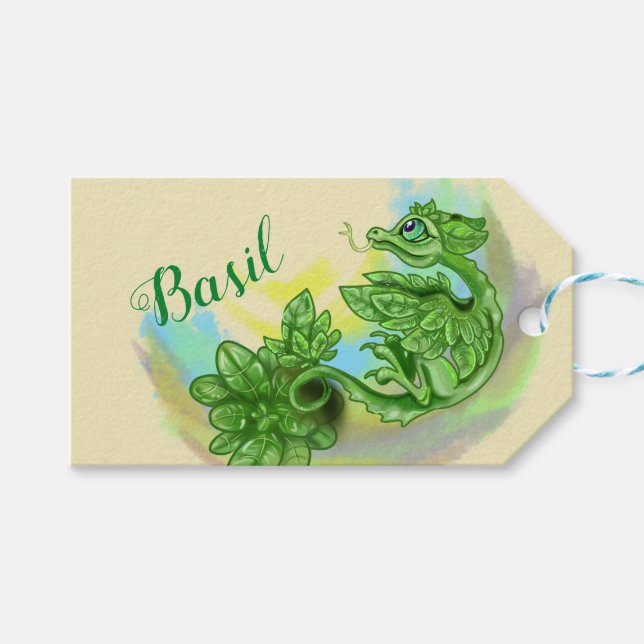 Etiqueta Para Presente Pequeno Dragão Herbo Basil (Frente (horizontal))