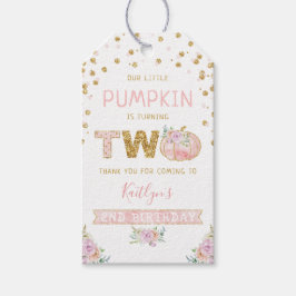 Etiqueta Para Presente Pequeno segundo aniversário de Meninas de Abóbora