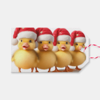 Etiqueta Para Presente Pequenos patos bonitos com chapéus de santa
