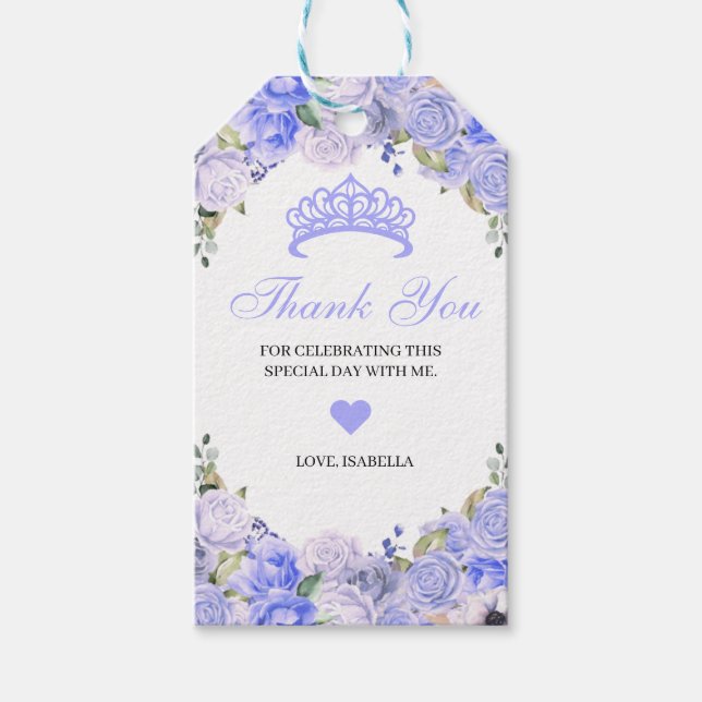 Etiqueta Para Presente Periwinkle Blue Floral Obrigado (Frente)
