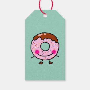 Etiqueta Para Presente Personagem de Arte de Donut Sorridente com Confeit