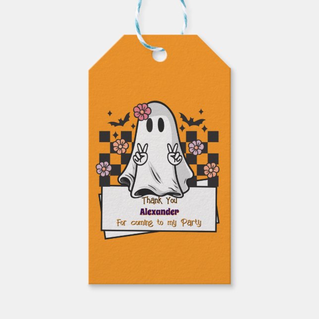Etiqueta Para Presente Personalidade Bonita Obrigado Fantasma de Hallowee (Frente)