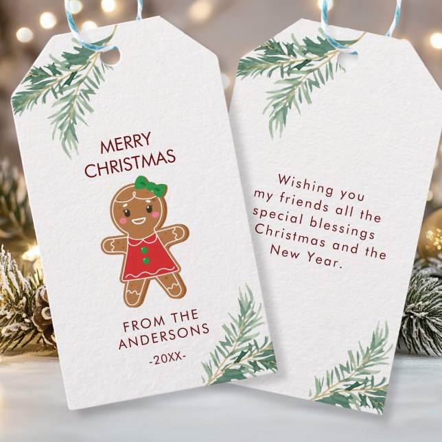 Etiqueta Para Presente Personalisierte Weihnachts- Geschenkanhänger (Merry Christmas, Gingerbread - Girl - Cookie, Favor Tags.)