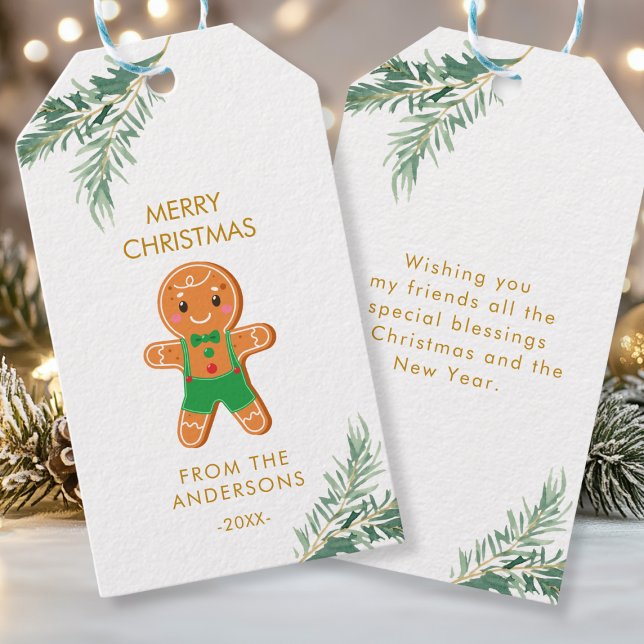 Etiqueta Para Presente Personalisierte Weihnachts- Geschenkanhänger (Merry Christmas, Gingerbread Cookie Favor Tag with your name & greetings. )