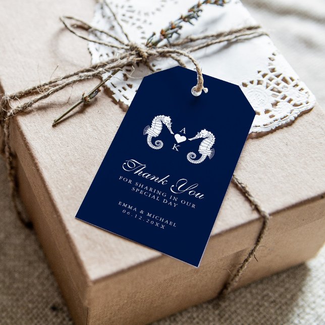 Etiqueta Para Presente Personalização de Casamento de Tema Náutico em Cav (Criador carregado)