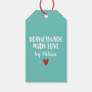 Etiqueta Para Presente Personalizado Aqua Feito à Mão Com Amor