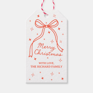Etiqueta Para Presente Personalizado Família Natal Arco Vermelho Minimali