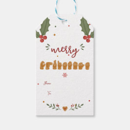 Etiqueta Para Presente Personalizado Natal Feliz Biscoito de Gengibre Mão