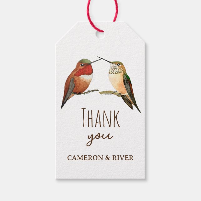 Etiqueta Para Presente Personalizado Obrigado Allen's Hummingbird (Frente)