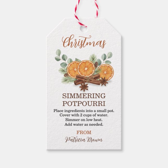 Etiqueta Para Presente Personalizado Potpourri de Natal Simmering (Frente)