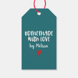Etiqueta Para Presente Personalizado Verde-Azul Caseiro Com Amor Coração