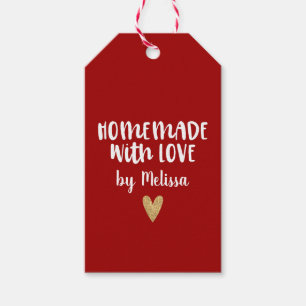 Etiqueta Para Presente Personalizado Vermelho Caseiro Com Amor Coração