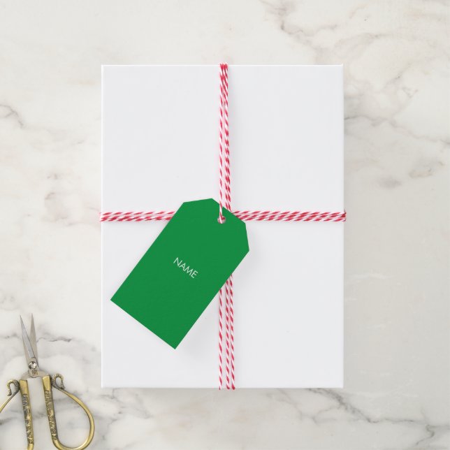 Etiqueta Para Presente Personalizar com nome, texto verde mínimo (Com cordão)