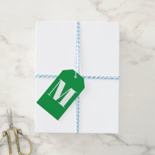 Etiqueta Para Presente Personalizar monograma branco verde inicial