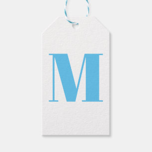 Etiqueta Para Presente Personalizar o monograma azul claro branco