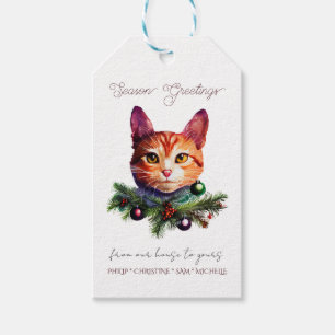 Etiqueta Para Presente Personalizar o Natal do Gato Laranja-Justo