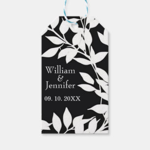 Etiqueta Para Presente Personalize Nome, Data Elegante Preto e Branco fol