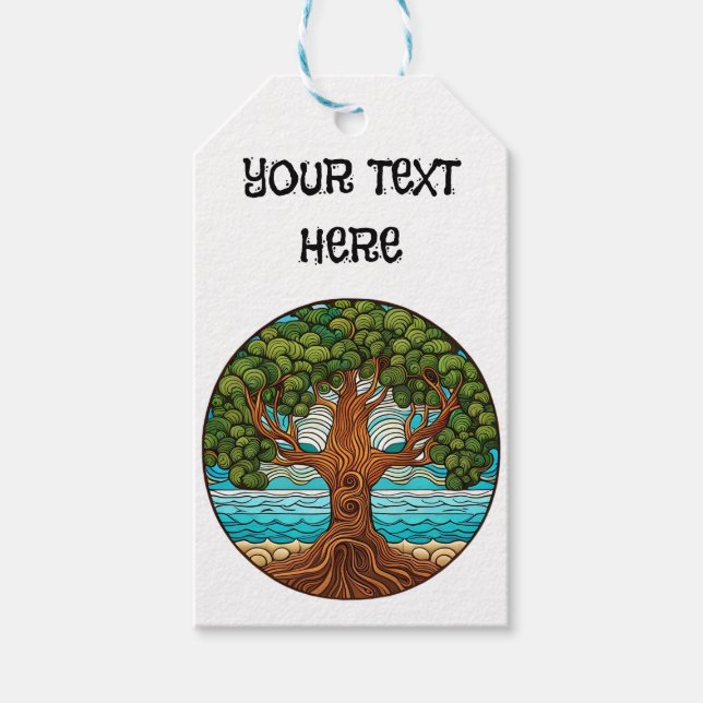 Etiqueta Para Presente Personalize sua própria árvore de vida (Frente)