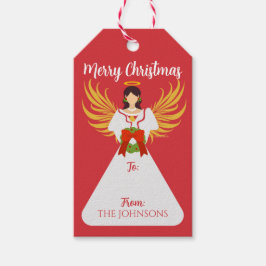 Etiqueta Para Presente Personalized Angel Christmas Wreath Gift Tag