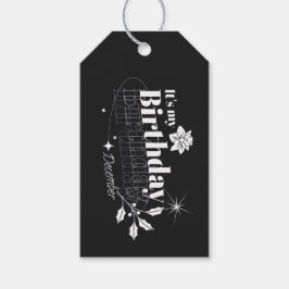 Etiqueta Para Presente Personalized Black Vintage December Birthday