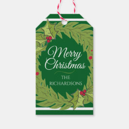 Etiqueta Para Presente Personalized Christmas Wreath Green Gift Tag