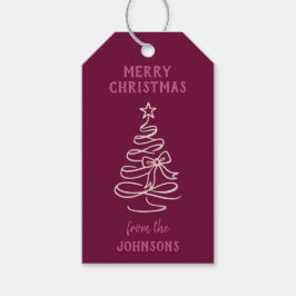 Etiqueta Para Presente Personalized Family Name Merry Christmas Tree 