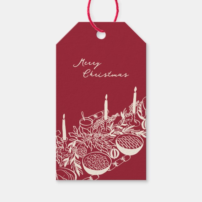 Etiqueta Para Presente Personalized Merry Christmas Table Minimal Design (Frente)