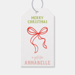 Etiqueta Para Presente Personalized Name Merry Christmas Bow