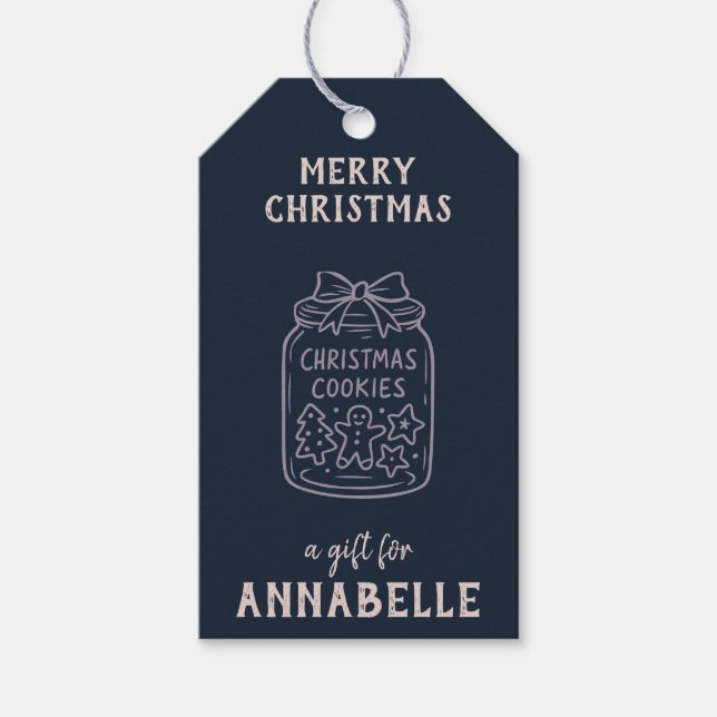 Etiqueta Para Presente Personalized Name Merry Christmas Cookies (Frente)