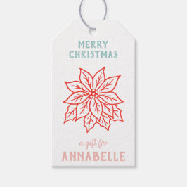 Etiqueta Para Presente Personalized Name Merry Christmas Flower